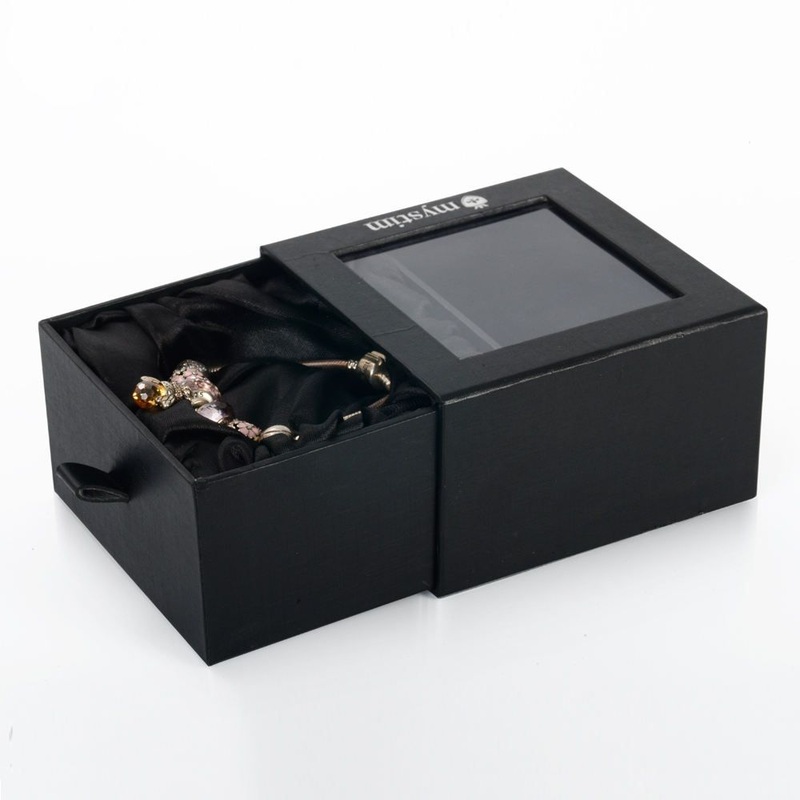 Custom Made Luxury Black Boutique Gift Box Drawer Slide Rigid Cardboard Jewelry Packaging Box with Clear PVC Window – Magnetic Gift Box and Gift Box price