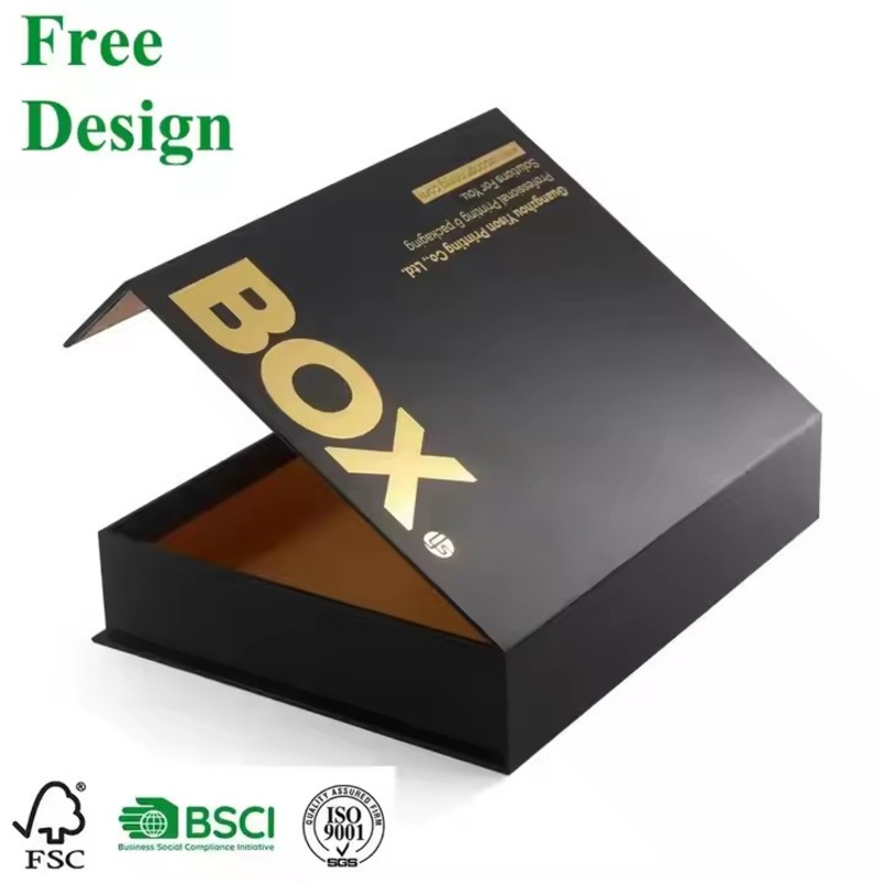 Foldable Paper Box Hot Large Black Custom Logo Gift Box Magnetic Closure Hard Rigid Cardboard Packaging Box Luxury Clothing Pape – Cardboard Gift Box and Essence Packaging Box price