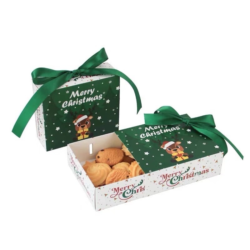Custom Printing Christmas Holiday Gift Packaging Box Kids Xmas Candy Dessert Cookie Sliding Cardboard Paper Boxes with Ribbon – Die-Cut Paper Box and Candy Paper Box price