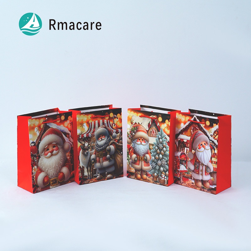 Red Christmas Kraft Paper Gift Sack for Party Festival Candy Merry Christmas Present Bags Supermarket Shopping Packaging Bags – Wine Bag and Gift Bag price