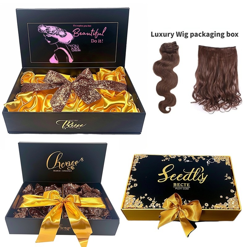 2024 Custom Luxury Hair Packaging Boxes Wholesale Black and White Bundles Wig Packaging for Hair Extension Box – Wig Box and Wholesale Wig Box price