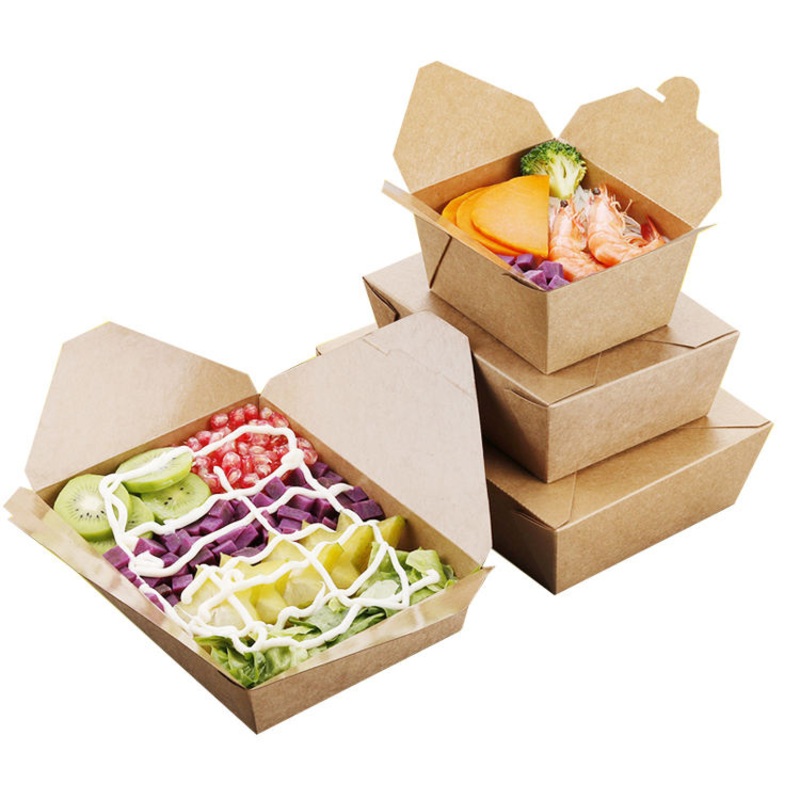 Custom Disposable Kraft Paper Lunch Boxes Recyclable Salad Buckle Carton Packaging Fruit Takeaway – Lunch Box and Salad Box price