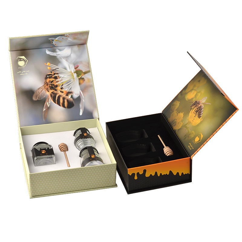 Luxury Paper Cardboard Honey Jar Bottle Packaging Black Elegant Magnetic Honey Box – Honey Gift Box and Gift Box price
