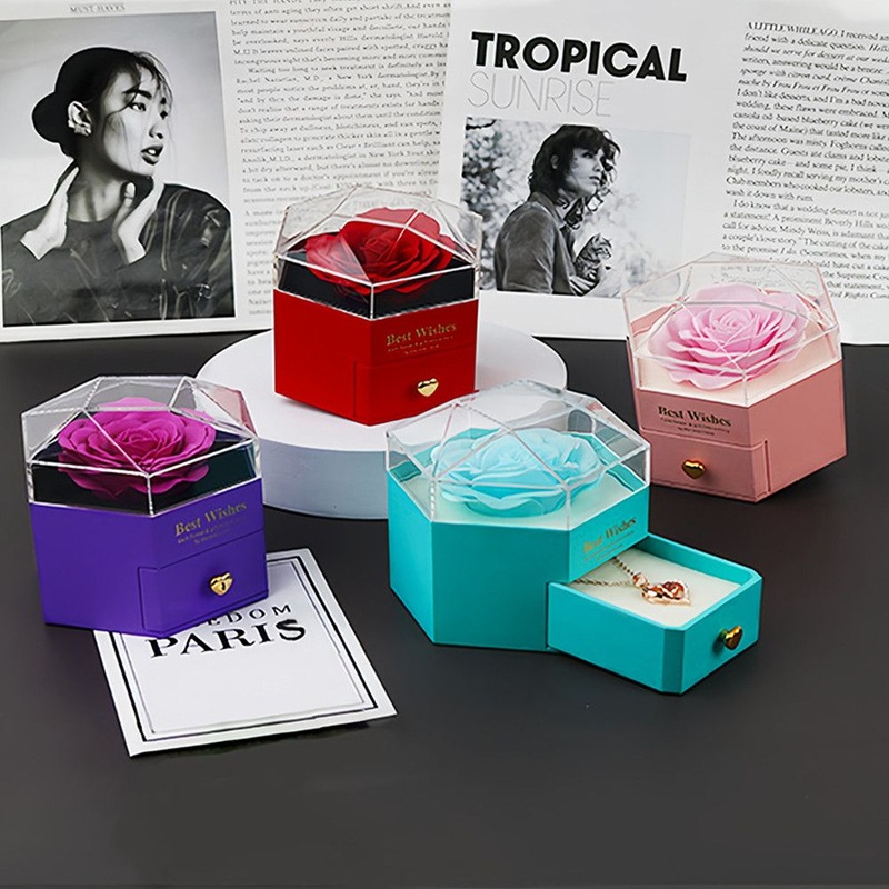 Custom Rose and Flower Keepsake Box in Elegant Hexagonal Design – Jewelry Box and Paper Box price