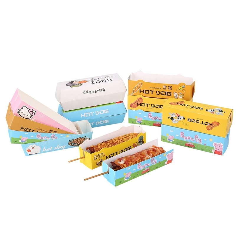 Wholesale Eco Friendly Takeaway Customized Paper Hot Dog Trays Disposable Food Trays Hot Dog Box Snack Tray – Hot Dog Trays and Hot Dog Box price