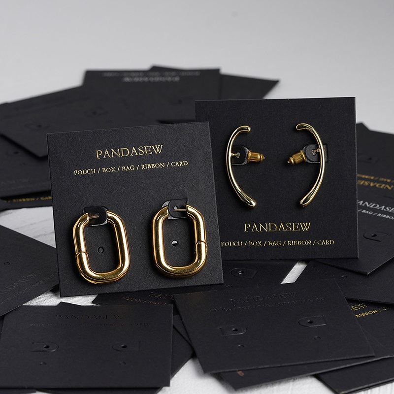 Pandasew Custom Logo 400g Necklace Earring Packaging Jewelry Display Black Paper Cards – Earring Holder and Jewelry Canvas Cards price