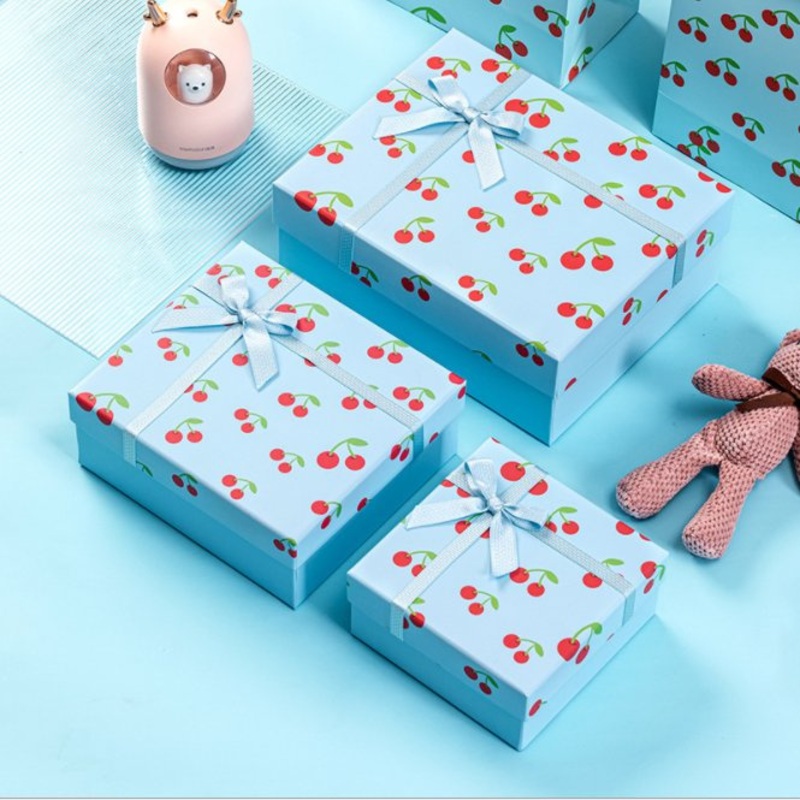 20*18*8cm Blue Cherry New Design of Printing Packing Box Beautiful Creative Packing – Handbags and Bag price