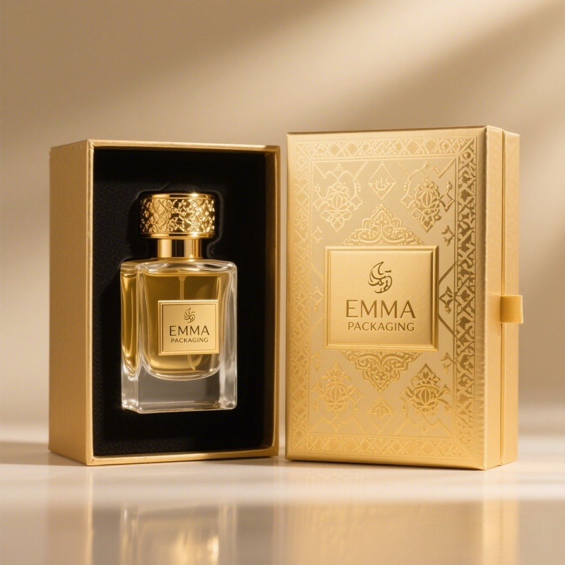 Custom Logo 100ml Golden Perfume Box with Bottle Set – Arabic Perfume Box and Perfume Box with Bottle price