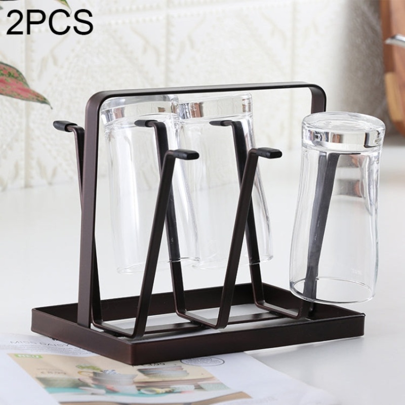 2 PCS Household Daily Necessities Iron Art Water Upside Down Drain Cup Shelf Kitchen Cup Holder