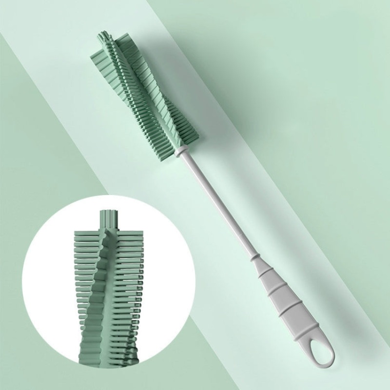 3 PCS Silicone Baby Bottle Long Handle Cup Cleaning Brush 360 Degree Rotating Bottle Brush