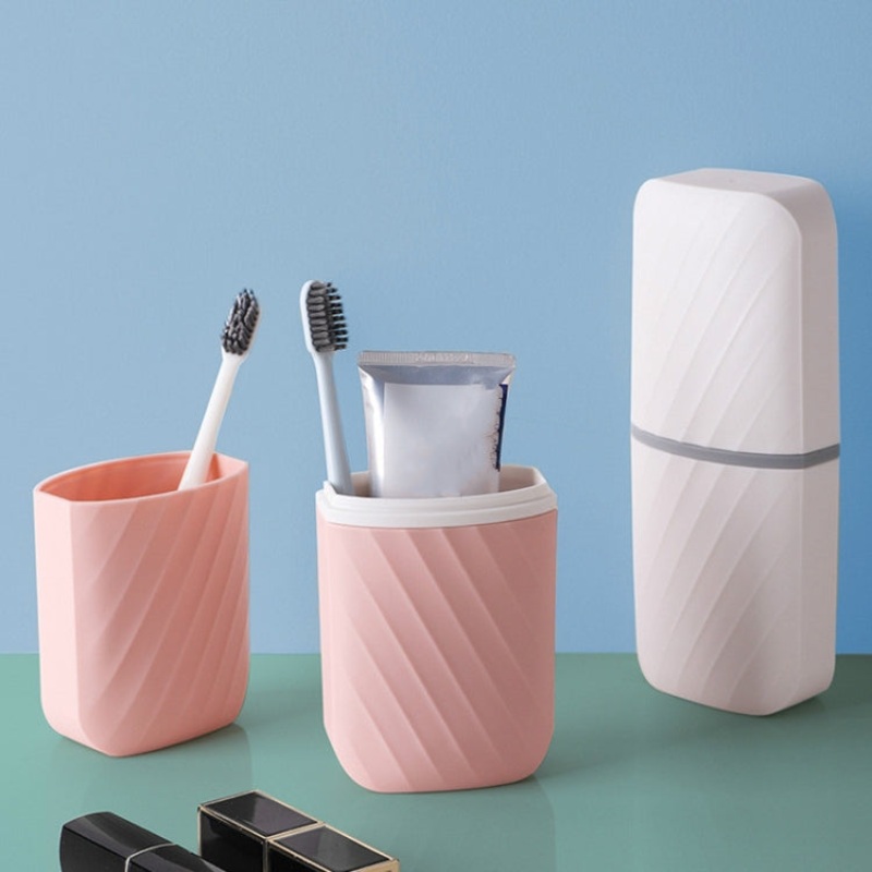 4 PCS Travel Wash Cup Toothbrush Toothpaste Storage Box Portable Mouthwash Set Random Color
