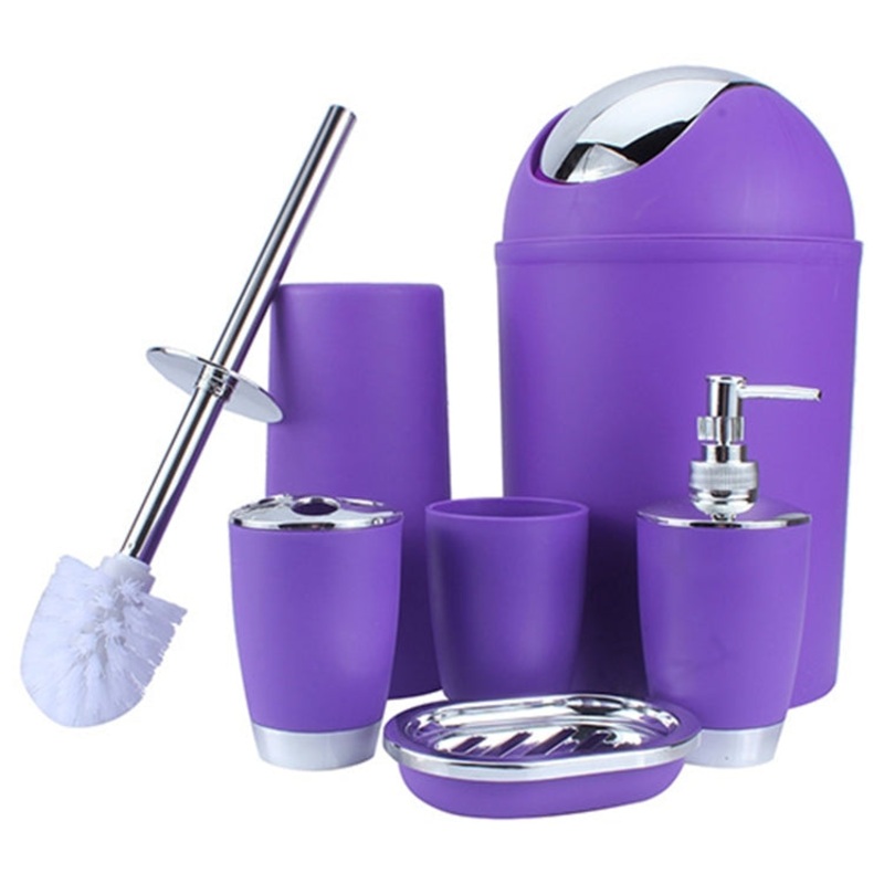 6 In 1 Bathroom Cup Toothbrush Holder Hand Sanitizer Bottle Soap Holder Toilet Brush Waste Bins Set