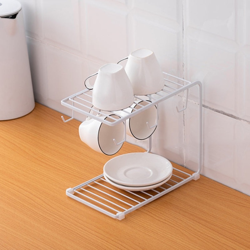 Coffee Cup Cup Holder Wrought Iron Drain Cup Holder Household Cup Storage Rack Upside Down Drain Cup Holder, Color:White