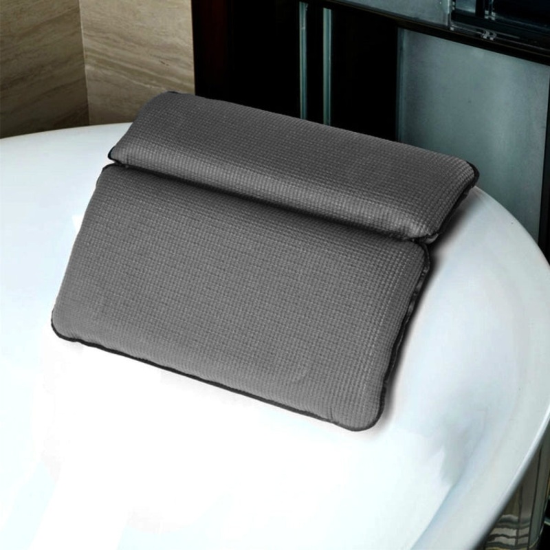 Comfortable Bathroom Bathtub Pillow with Eco-Friendly Suction Cup, Color:Black