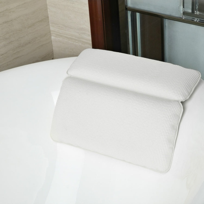 Comfortable Bathroom Bathtub Pillow with Eco-Friendly Suction Cup, Color:White