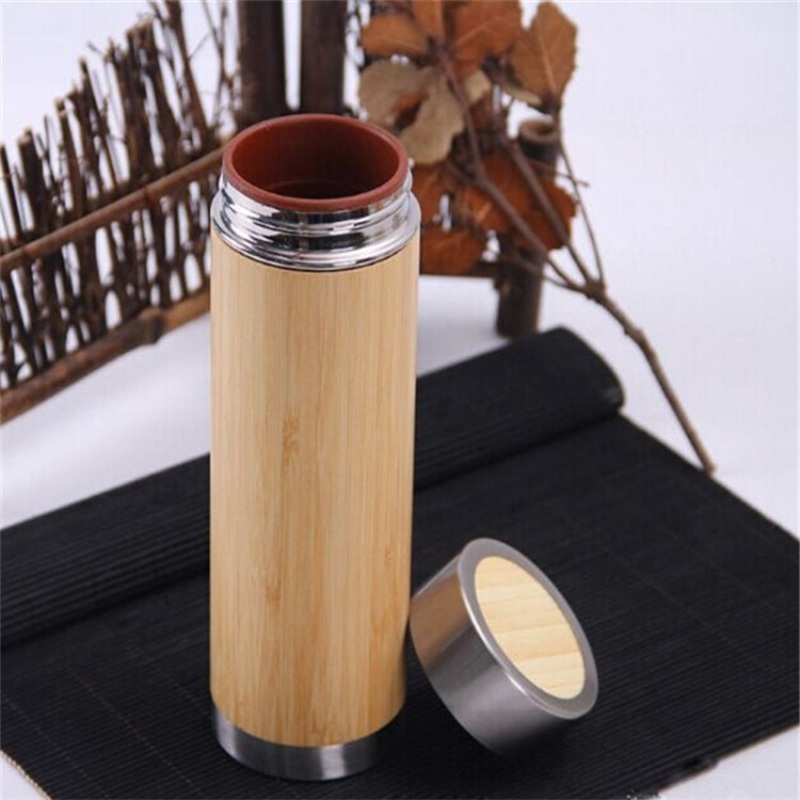 Creative Bamboo Thermos Bottle Coffee Cup, Capacity:450ml, Style: Purple Clay
