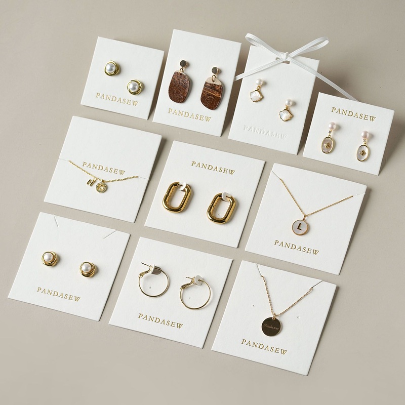 Pandasew Custom Logo Printed Thickened 1000g Custom Branding White Kraft Paper Card for Jewelry Necklace Earring Packaging – Custom Printed Brand Cards and Hanging Tags for Jewelry price