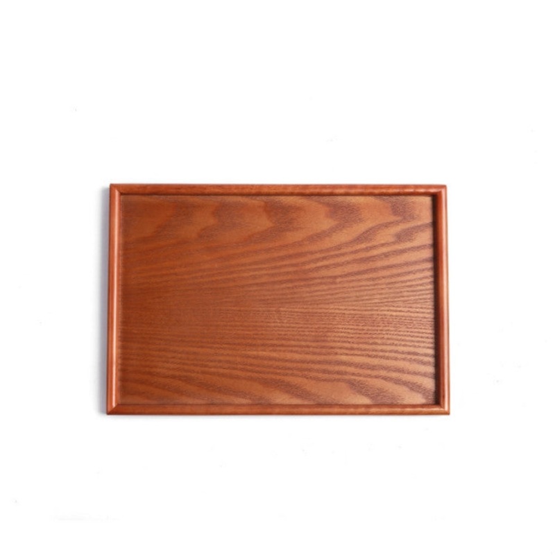 Rectangular Solid Wood Dinner Plate Water Cup Storage Tray Fruit Dessert Plate