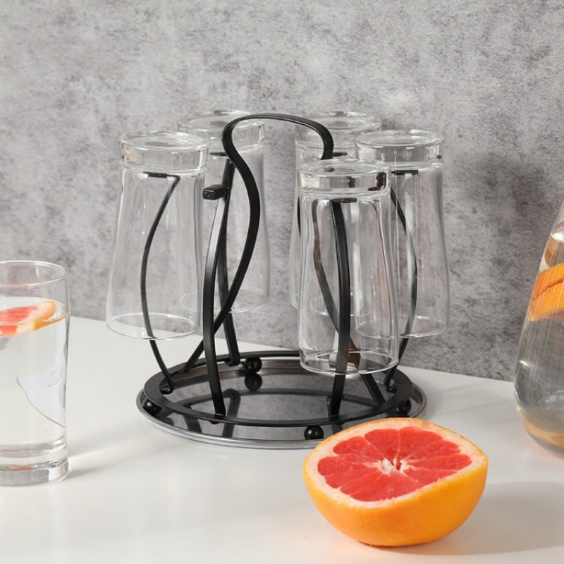 Wrought Iron Drain Household Cup Holder Portable With Belt Tray Cup Holder Living Room Cup Storage Rack
