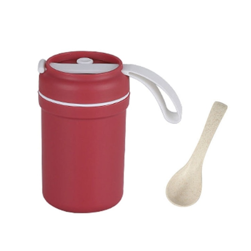 3 PCS Plastic Portable Handle Breakfast Cup Porridge Cup Suitable for Microwave Oven, Style: Long Band (Red)