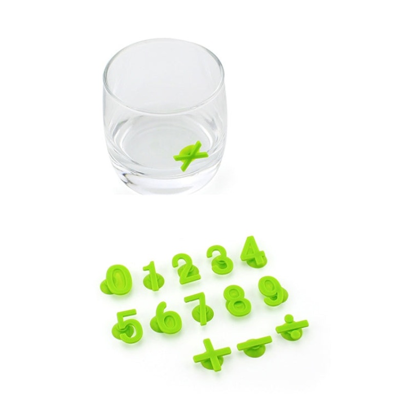 3 Sets Silicone Number Suction Cup Wine Glass Marker(Green)