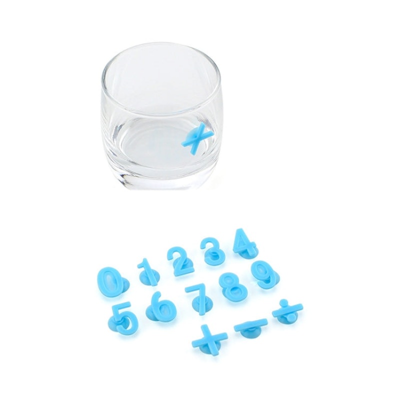 3 Sets Silicone Number Suction Cup Wine Glass Marker(Light Blue)