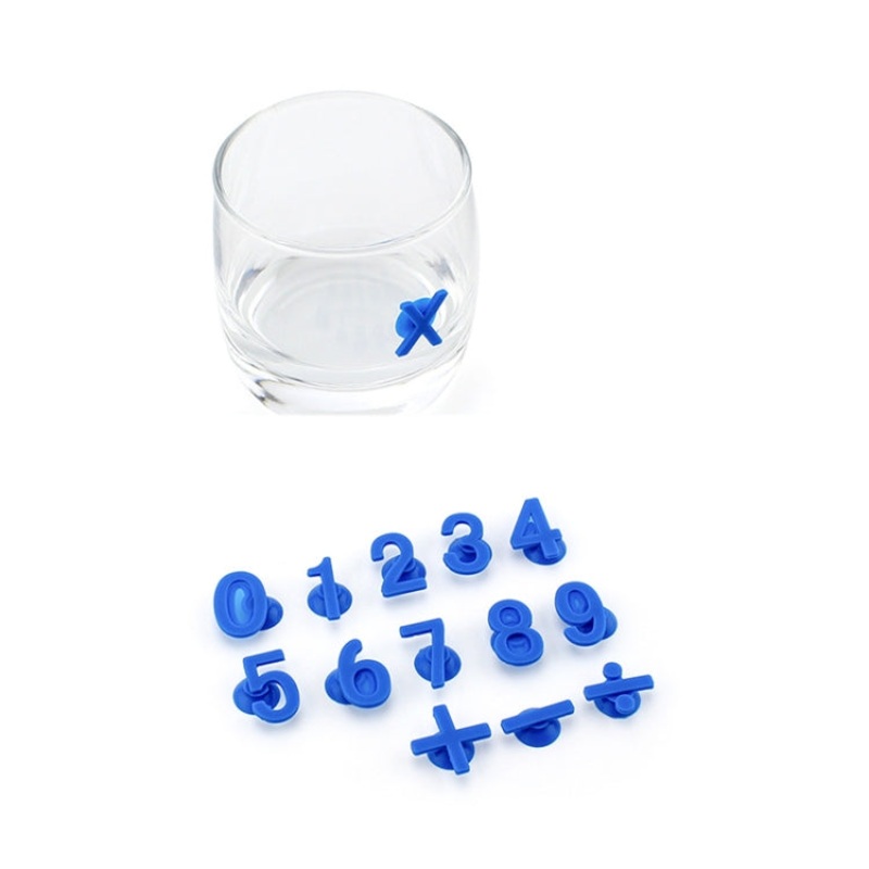 3 Sets Silicone Number Suction Cup Wine Glass Marker(Navy Blue)