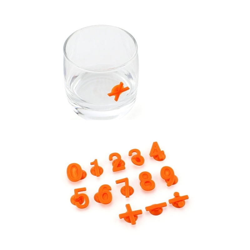 3 Sets Silicone Number Suction Cup Wine Glass Marker(Orange)