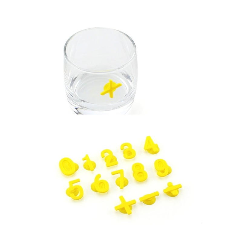 3 Sets Silicone Number Suction Cup Wine Glass Marker(Yellow)