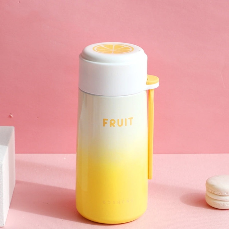 304 Stainless Steel Fruit Cup Cover Insulation Cup Gradual Color Portable Water Cup with Rope, Capacity: 300ml