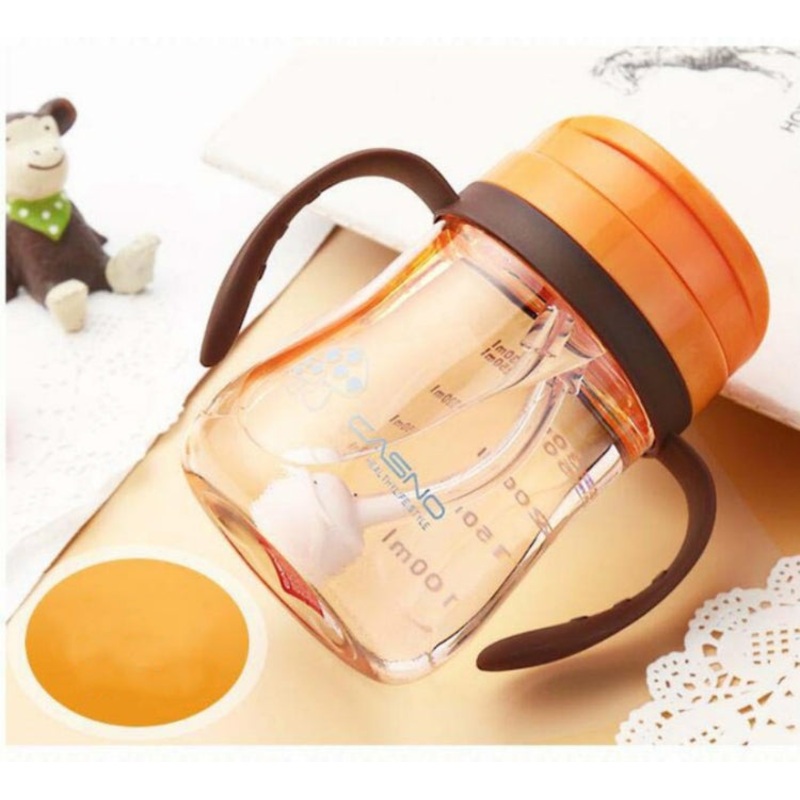 330ML Shock-resistant Baby Sippy Cups Kids Drinking Bottles Infant Children Learn Drinking Dual Handles Straw Juice Slid Feeding