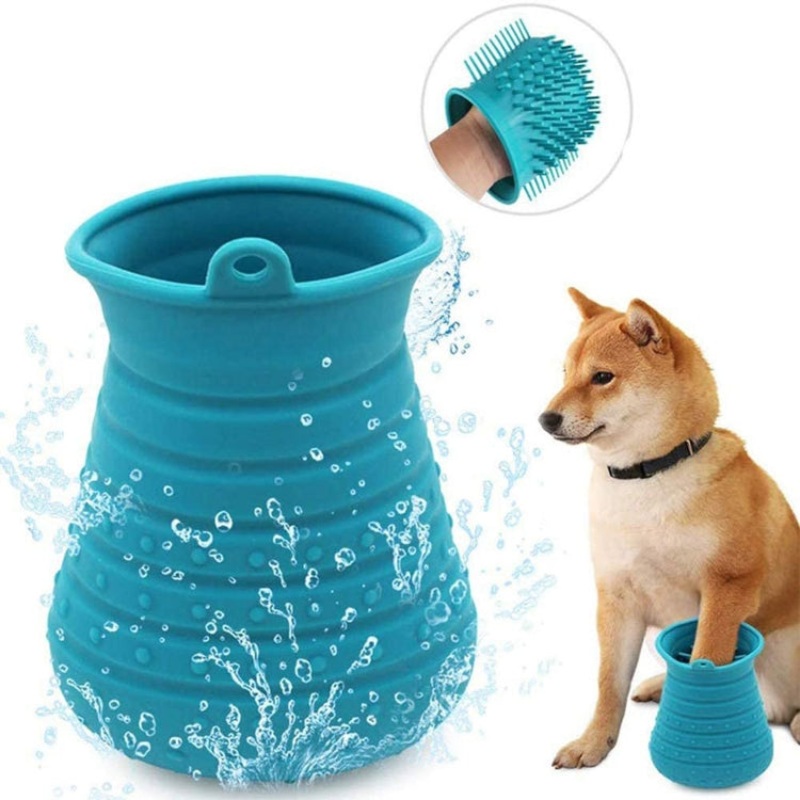 Dog Foot Washing Cup Silicone Multifunctional Cleaning Massage Bath Pet Cleaning Supplies(Blue)