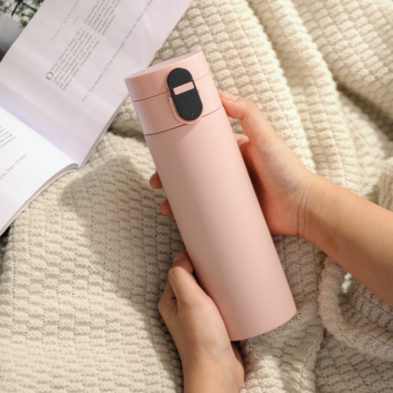 Intelligent Bouncing Cup  Drink Water Reminder Display Temperature Stainless Steel Thermos Cup(Pink)