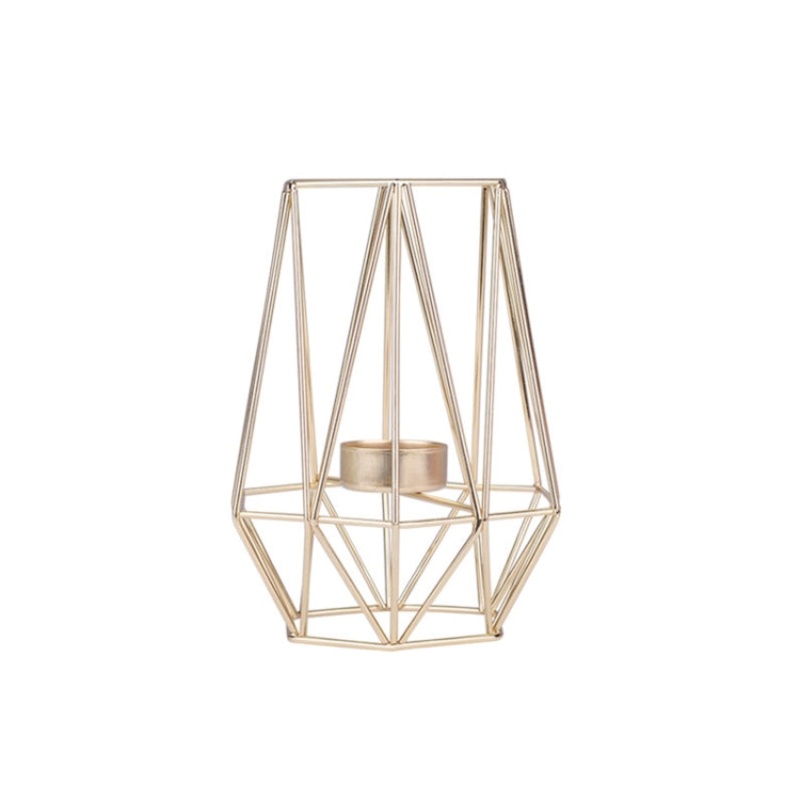 Iron Simple Aromatherapy Candle Holder Geometric Candle Holder Creative Candlelight Dinner Candle Cup Decoration, Size: Golden Large