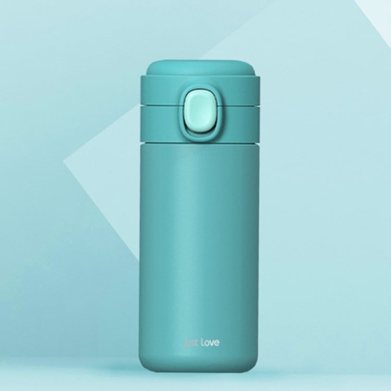 Stainless Steel Bouncing Cup Lid Pea Thermos Cup, Colour:Blue, Capacity:350ml