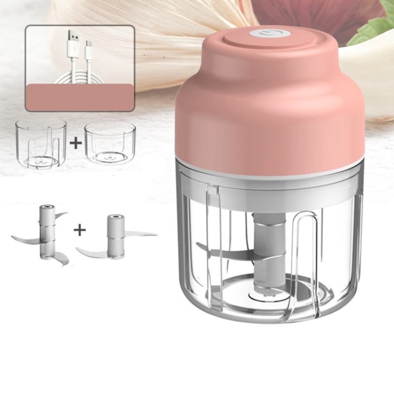 Wireless USB Charging Garlic Machine Baby Food Supplement Machine, Style:Cups of Minced Garlic + Minced Meat