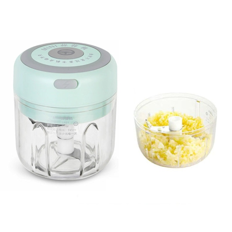 ZM-14 Household Mini Wireless Electric Garlic Masher, Colour: Green High Cup 250ml + Small Cup 100ml