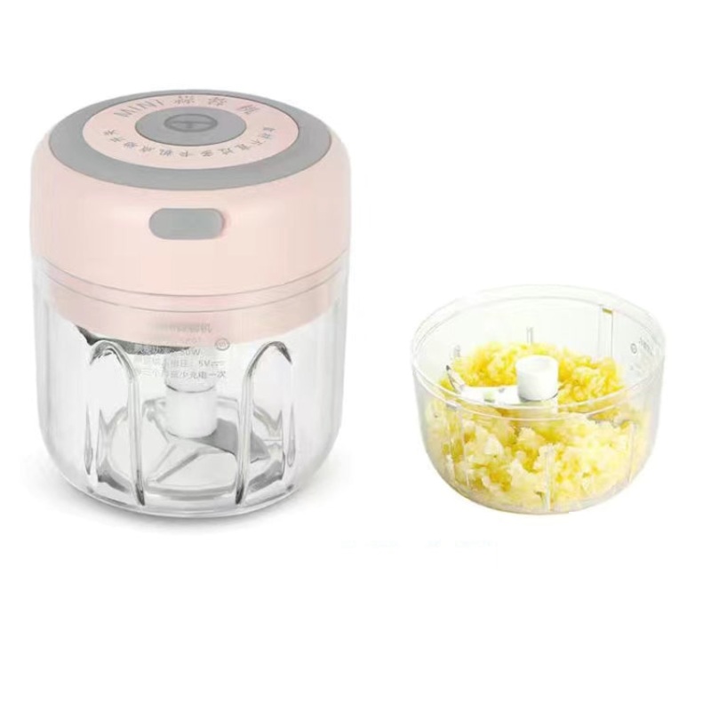 ZM-14 Household Mini Wireless Electric Garlic Masher, Colour: Pink High Cup 250ml + Small Cup 100ml