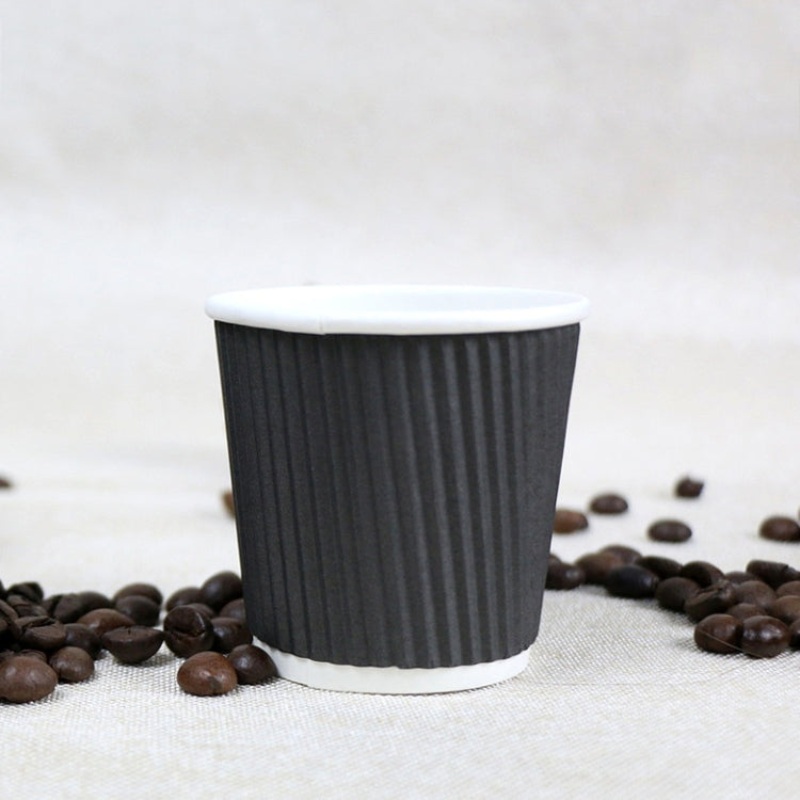 100 PCS 4oz Black Thickened kraft Paper Corrugated Coffee Cup