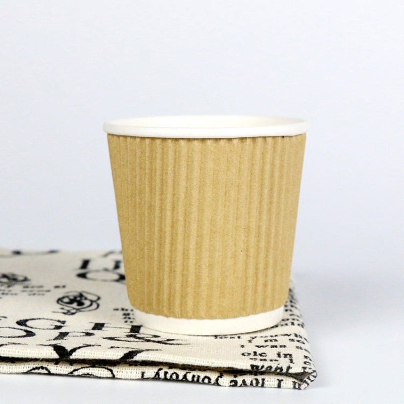 100 PCS 4oz Corrugated Cowhide Thickened kraft Paper Corrugated Coffee Cup