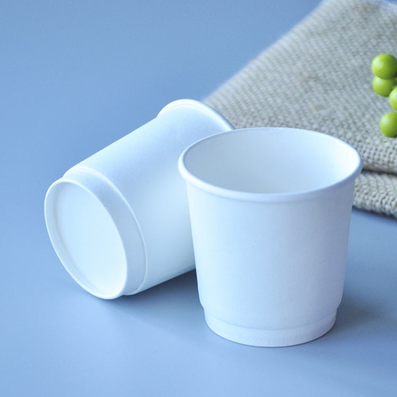 100 PCS 4oz Pure White Thickened kraft Paper Corrugated Coffee Cup