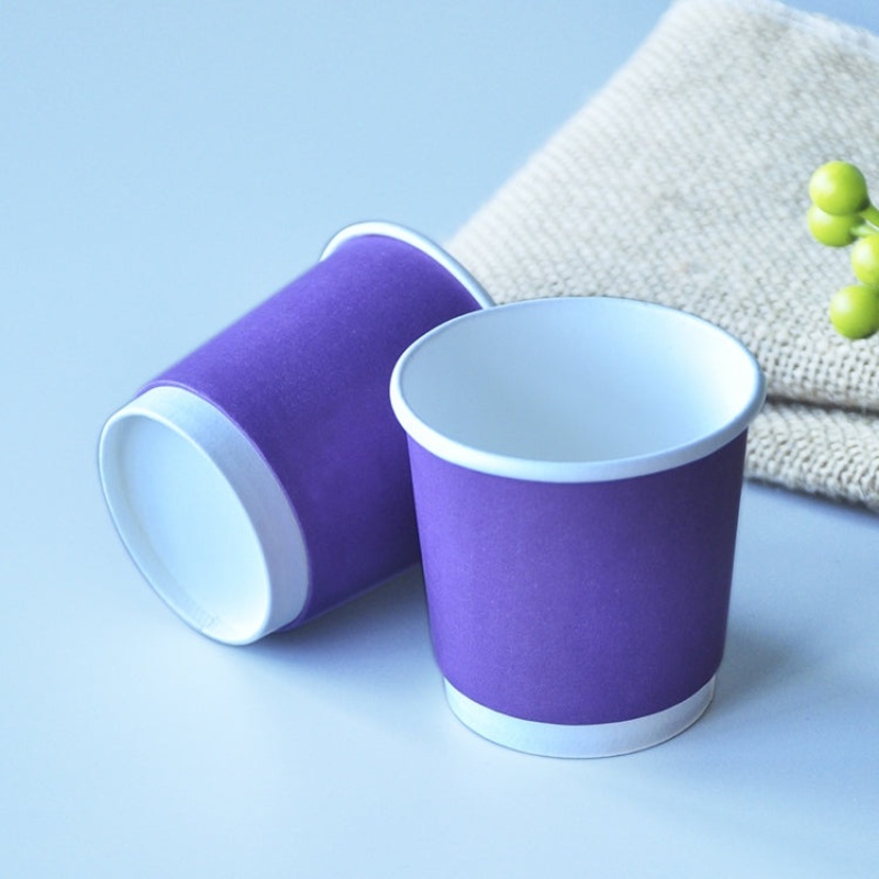 100 PCS 4oz Purple Thickened kraft Paper Corrugated Coffee Cup