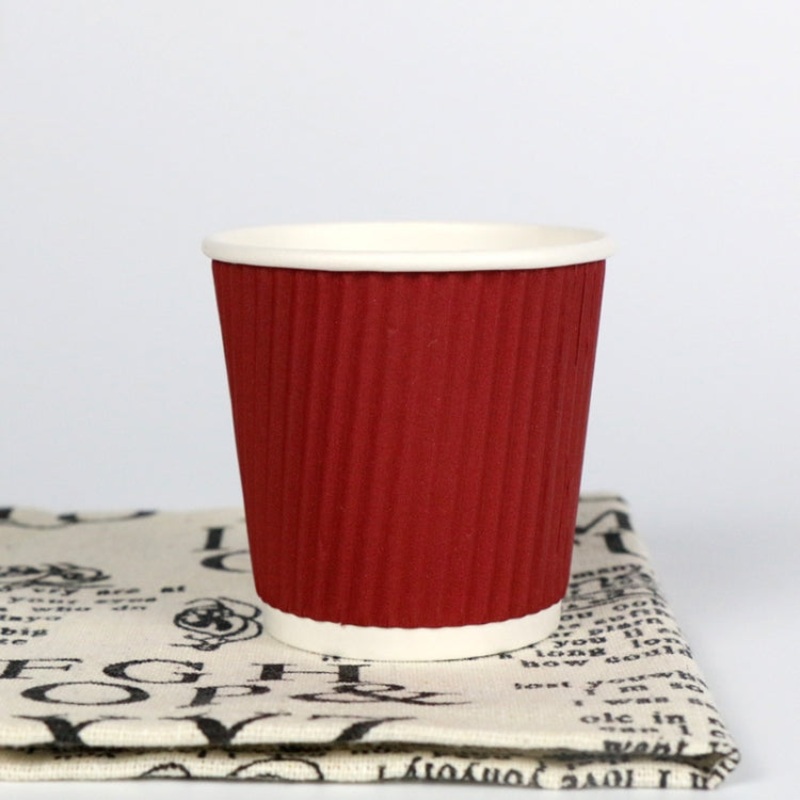 100 PCS 4oz Red Thickened kraft Paper Corrugated Coffee Cup