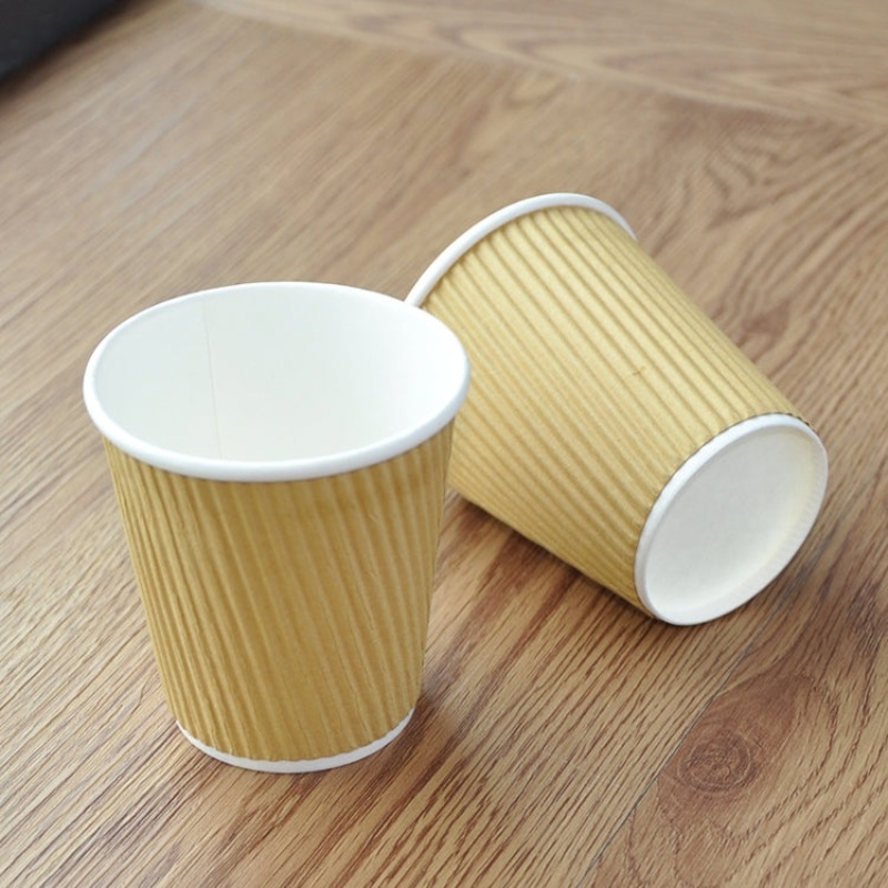 100 PCS 7oz Corrugated Cowhide Thickened kraft Paper Corrugated Coffee Cup