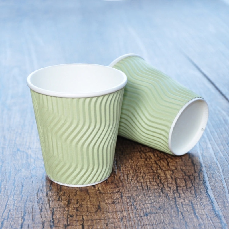 100 PCS 7oz Matcha Corrugated Thickened kraft Paper Corrugated Coffee Cup