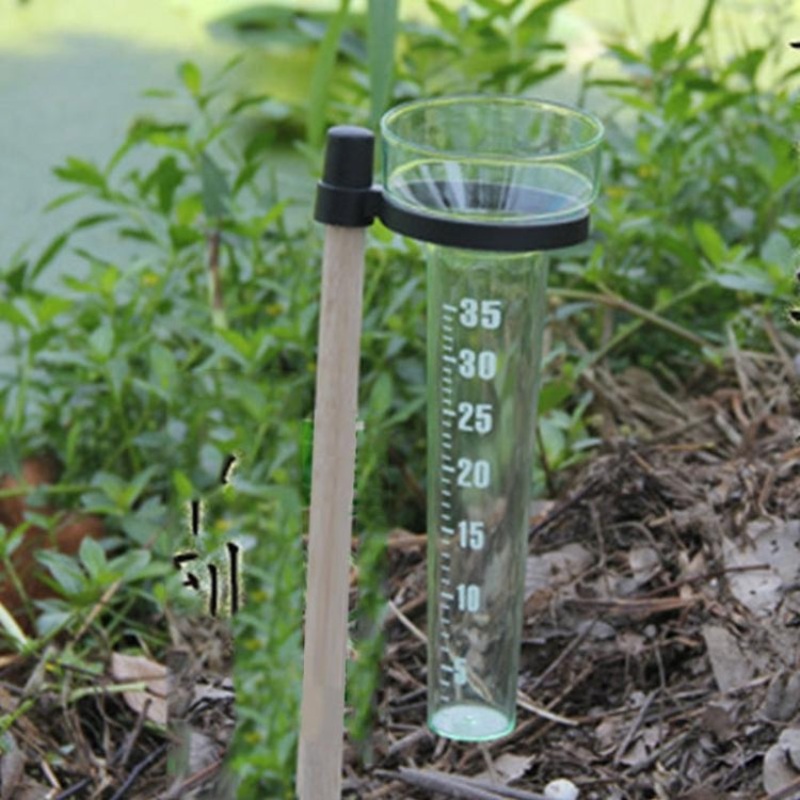 2 PCS Rainfall Observation Tool For Garden Outdoor Rain Gauge, Specification: Wood Stick + Measuring Cup