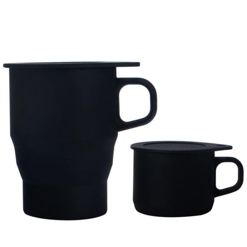 350ML Silicone Folding Water Cup with Lid and Straw