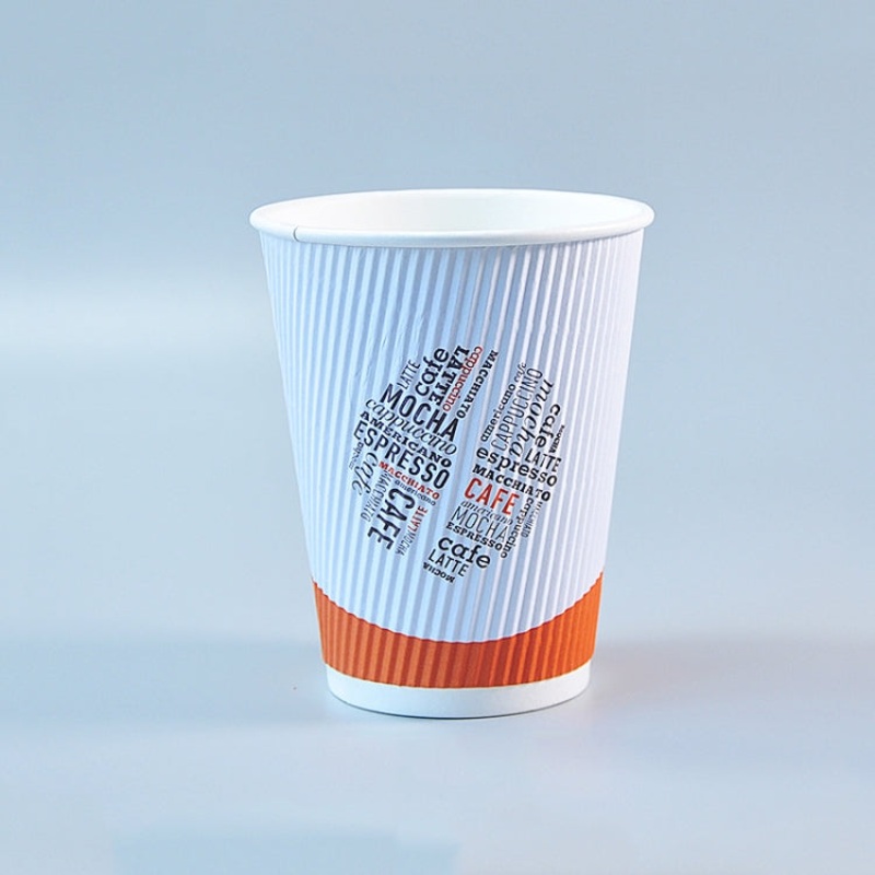 50 PCS 12oz Orange Thickened kraft Paper Corrugated Coffee Cup