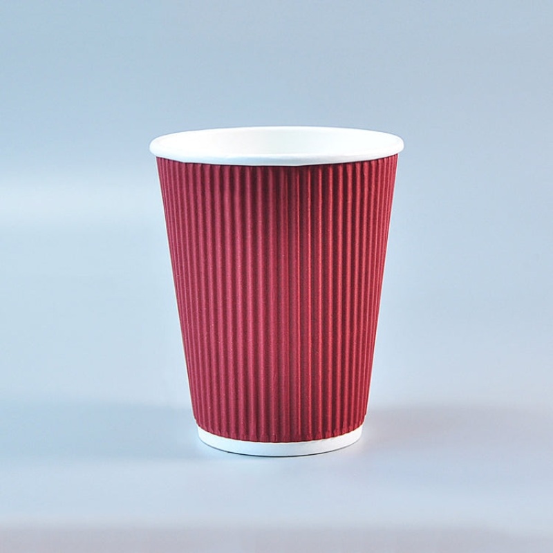 50 PCS 12oz Red Thickened kraft Paper Corrugated Coffee Cup