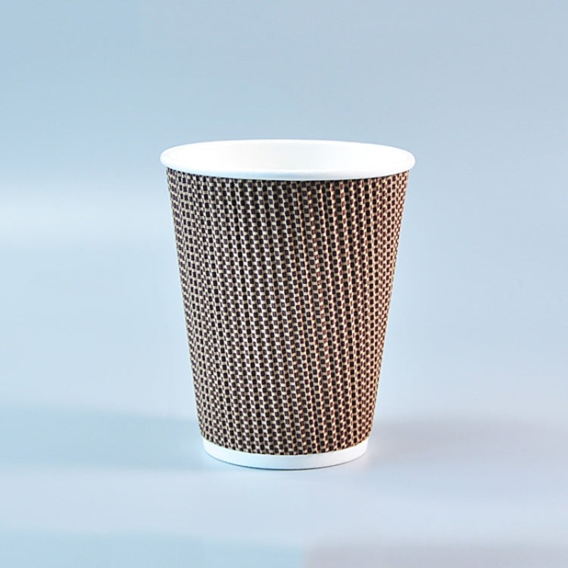 50 PCS 12oz Rose Red Thickened kraft Paper Corrugated Coffee Cup